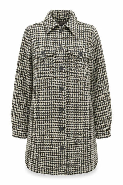 b.young Womens Beige Geometric Jacket Size 6 Button - Houndstooth