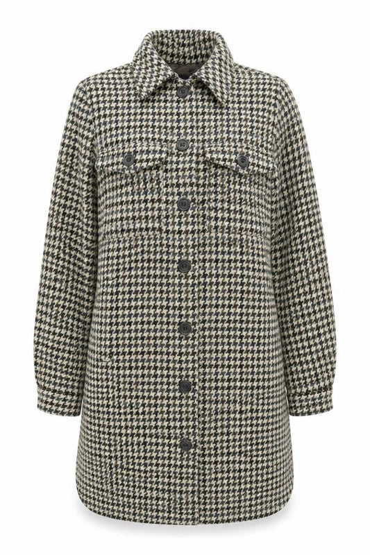 b.young Womens Beige Geometric Jacket Size 6 Button - Houndstooth