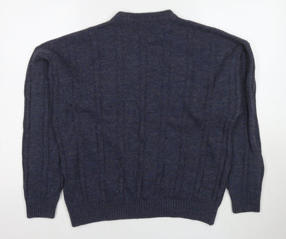 Tobiasystem Womens Blue Round Neck Wool Pullover Jumper Size 16