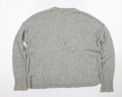 Gap Womens Grey Round Neck Nylon Pullover Jumper Size S