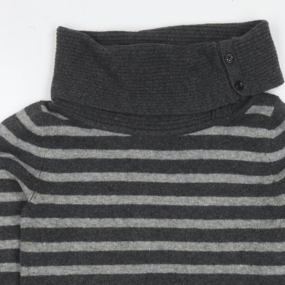 Gap Womens Grey Roll Neck Striped Cotton Pullover Jumper Size S