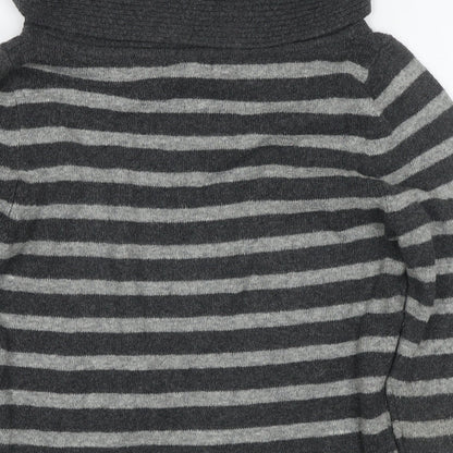 Gap Womens Grey Roll Neck Striped Cotton Pullover Jumper Size S