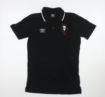 Umbro Mens Black Cotton Polo Size S Collared Pullover - Logo S.C.F.C