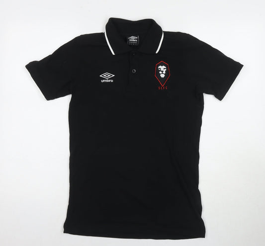 Umbro Mens Black Cotton Polo Size S Collared Pullover - Logo S.C.F.C