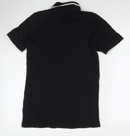 Umbro Mens Black Cotton Polo Size S Collared Pullover - Logo S.C.F.C