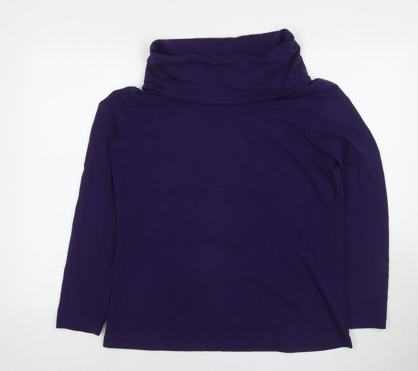 Lands' End Womens Purple Cotton Basic Blouse Size M Roll Neck
