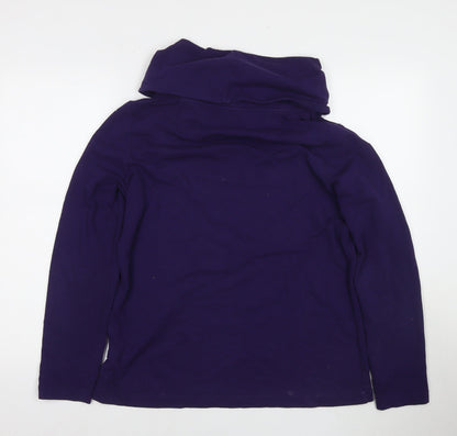 Lands' End Womens Purple Cotton Basic Blouse Size M Roll Neck