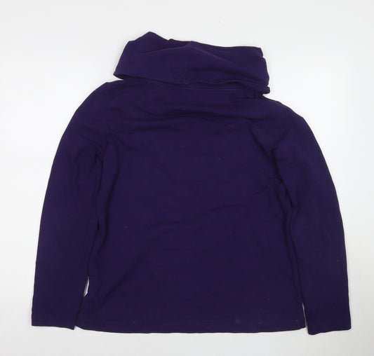 Lands' End Womens Purple Cotton Basic Blouse Size M Roll Neck