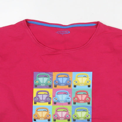 Mountain Life Womens Pink Cotton Basic T-Shirt Size 12 Round Neck - Volkswagen
