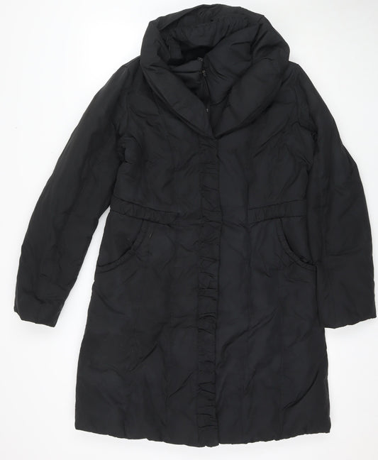 Esprit Womens Black Quilted Jacket Size 12 Zip