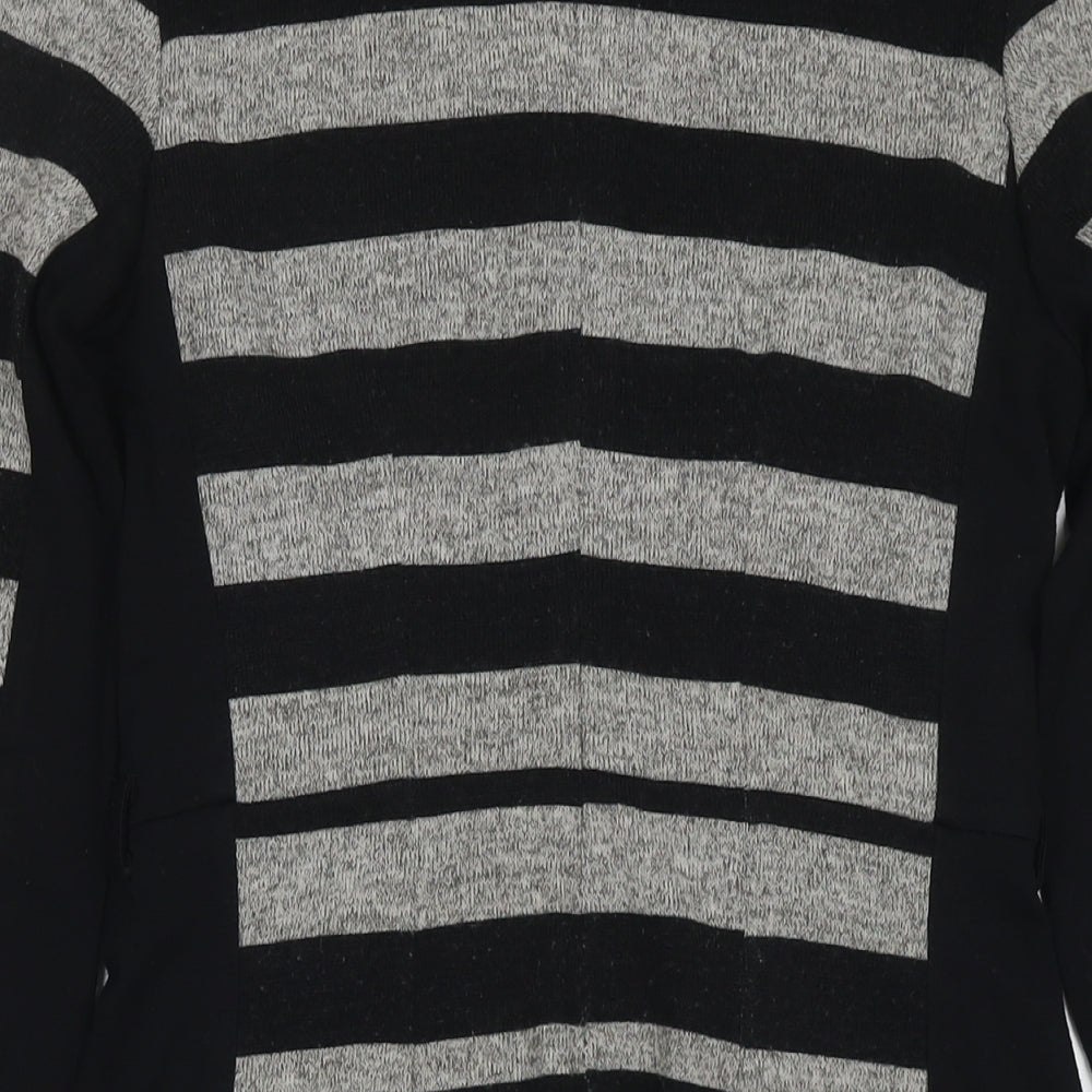 La Redoute Womens Black Striped Polyester Jumper Dress Size 10 Round Neck Zip
