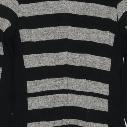 La Redoute Womens Black Striped Polyester Jumper Dress Size 10 Round Neck Zip