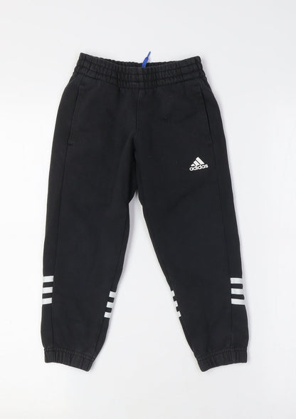 Adidas Boys Black Jogger Trousers with Side Stripe
