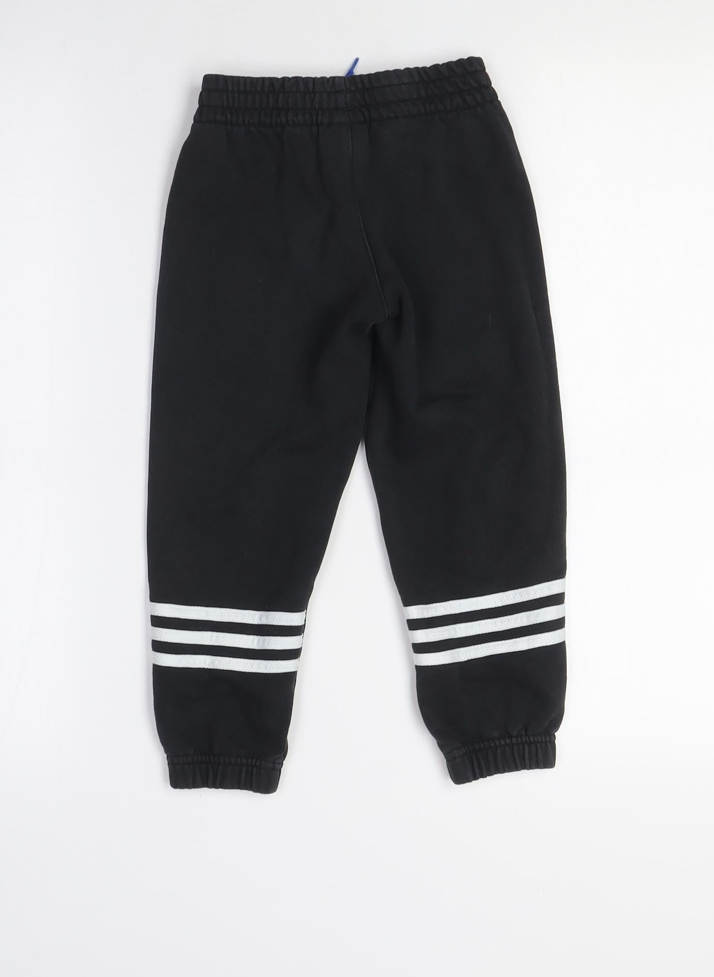 Adidas Boys Black Jogger Trousers with Side Stripe
