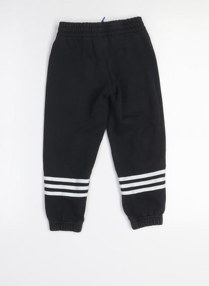 Adidas Boys Black Jogger Trousers with Side Stripe
