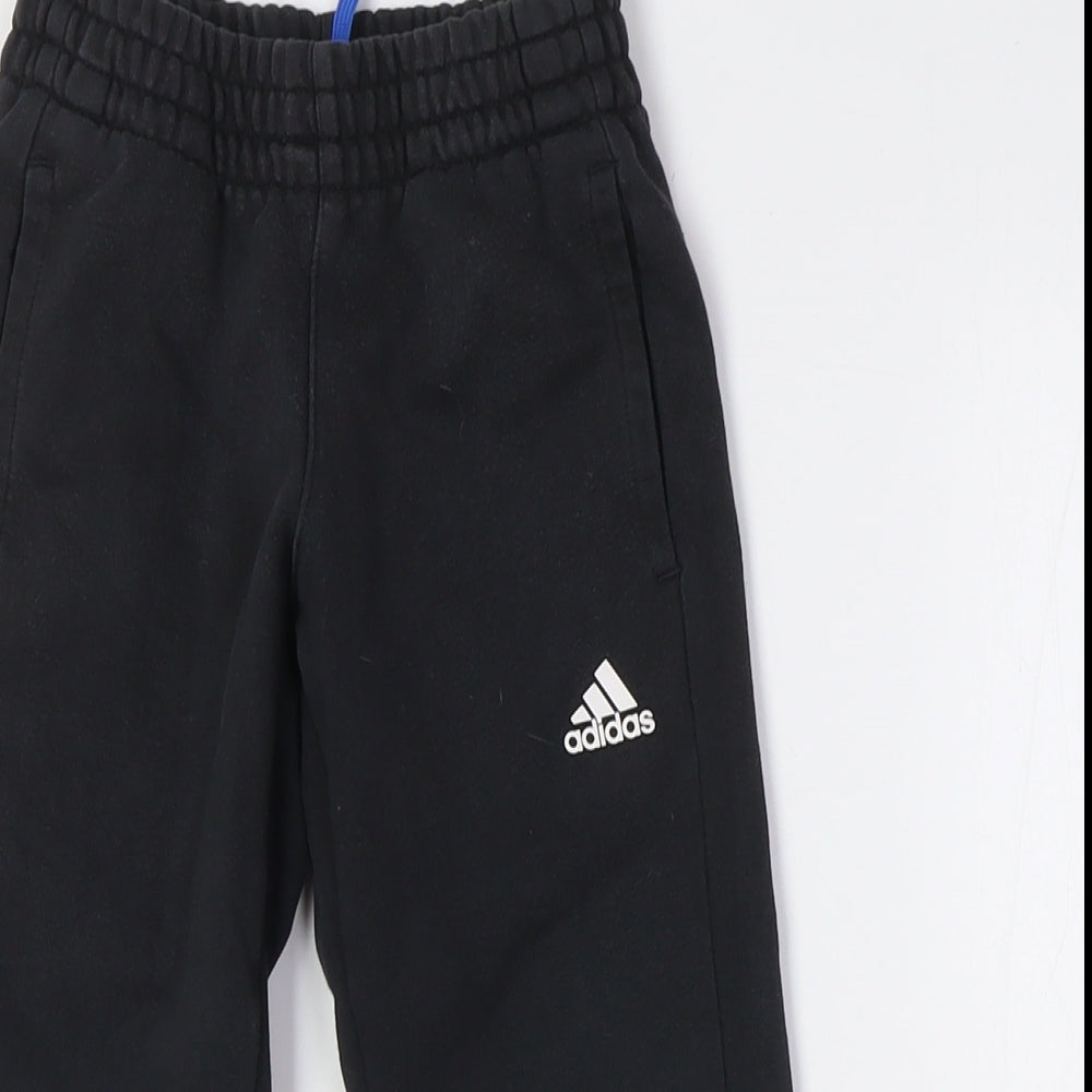 Adidas Boys Black Jogger Trousers with Side Stripe