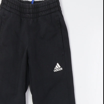 Adidas Boys Black Jogger Trousers with Side Stripe