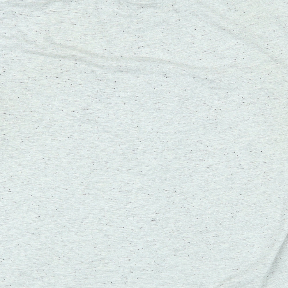 Brand and care label for Mickey Mouse women’s grey cotton basic t-shirt, size L, round neck