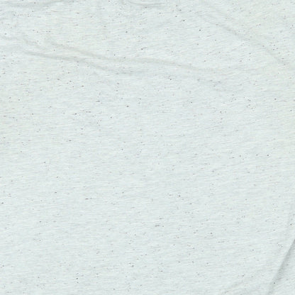 Brand and care label for Mickey Mouse women’s grey cotton basic t-shirt, size L, round neck