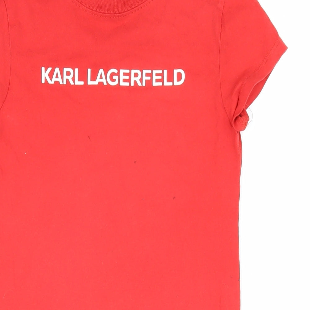 Karl Lagerfeld Girls Red Solid 100% Cotton Top Nightshirt Size 8 Years Pullover - Karl Lagerfeld