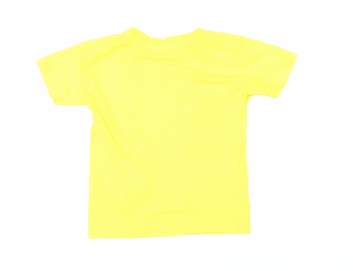 Disney Girls Yellow 100% Cotton Basic T-Shirt Size 7-8 Years Round Neck Pullover - Mickey Mouse & Friends