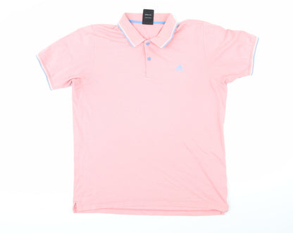 Addidas Womens Pink Cotton Basic Polo Size L Collared