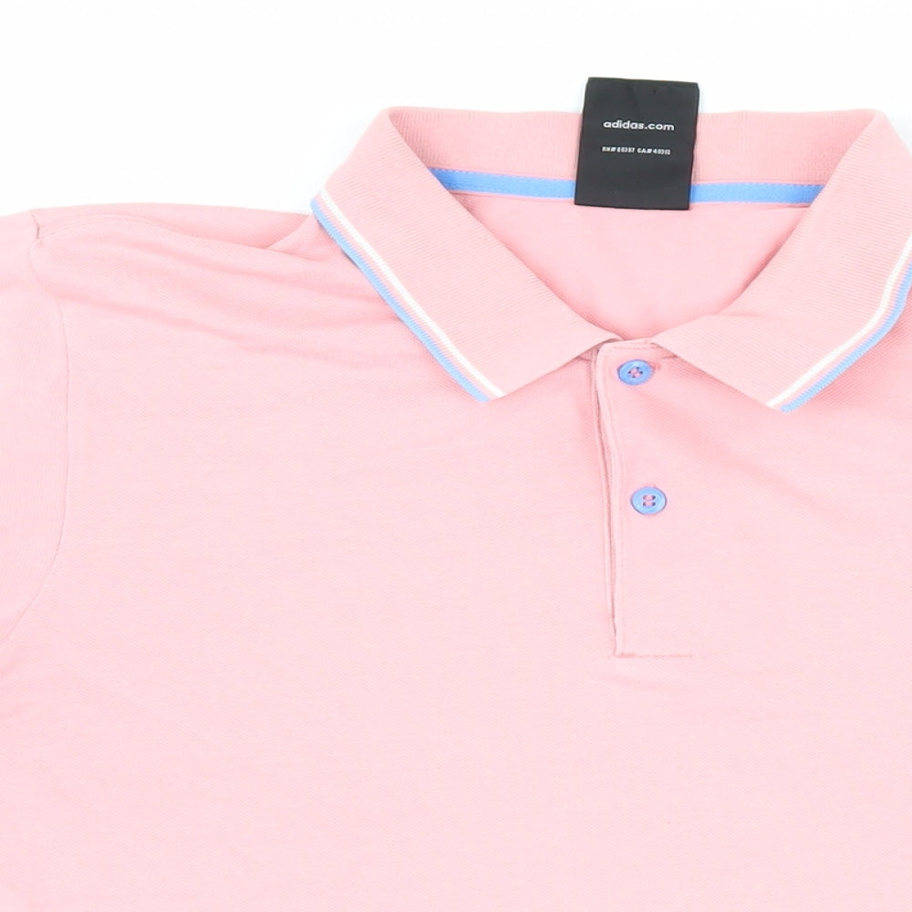 Addidas Womens Pink Cotton Basic Polo Size L Collared