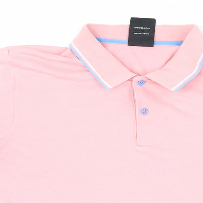 Addidas Womens Pink Cotton Basic Polo Size L Collared