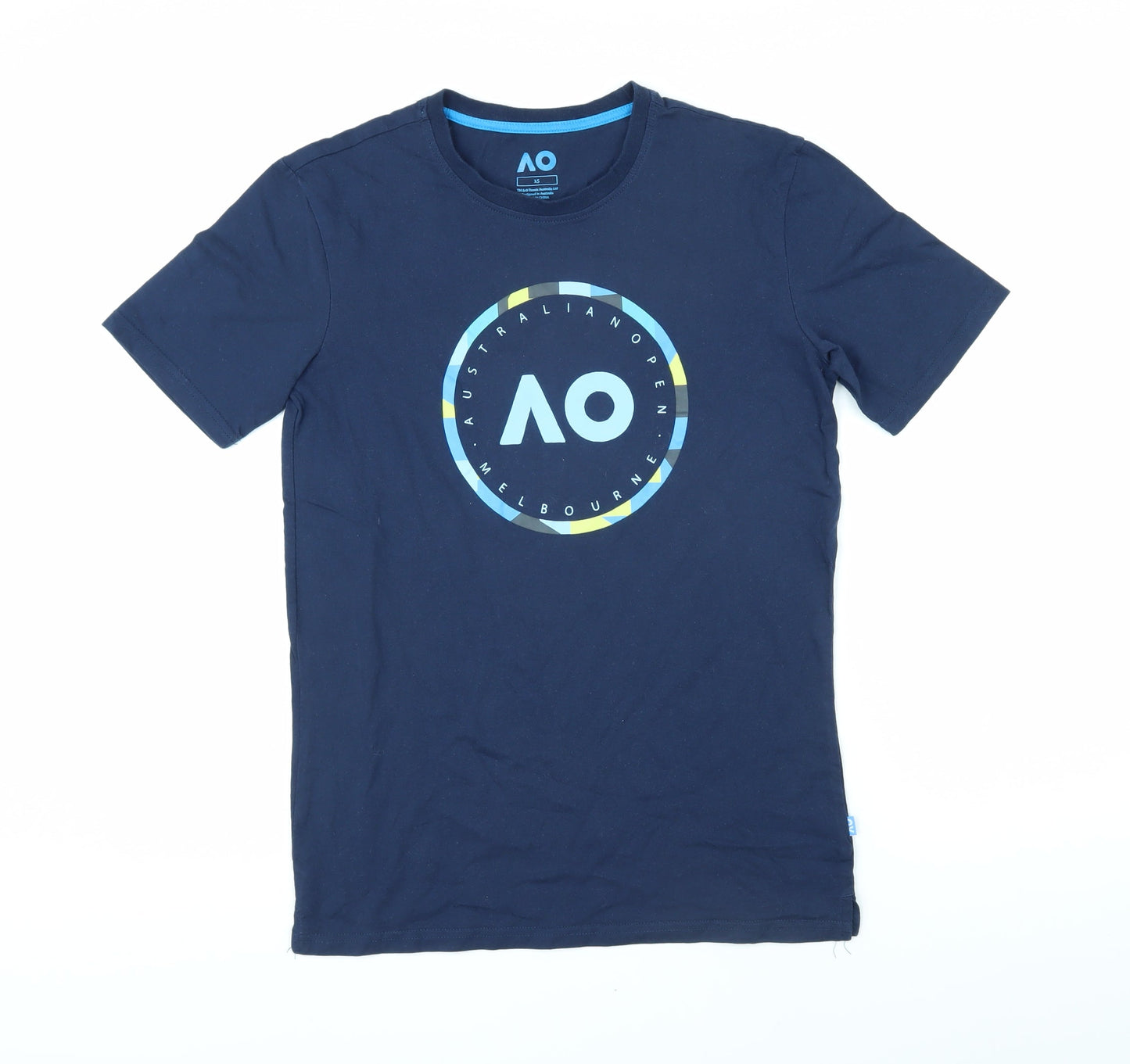 OV Mens Blue Cotton T-Shirt Size XS Round Neck - Australian Open Melbourne
