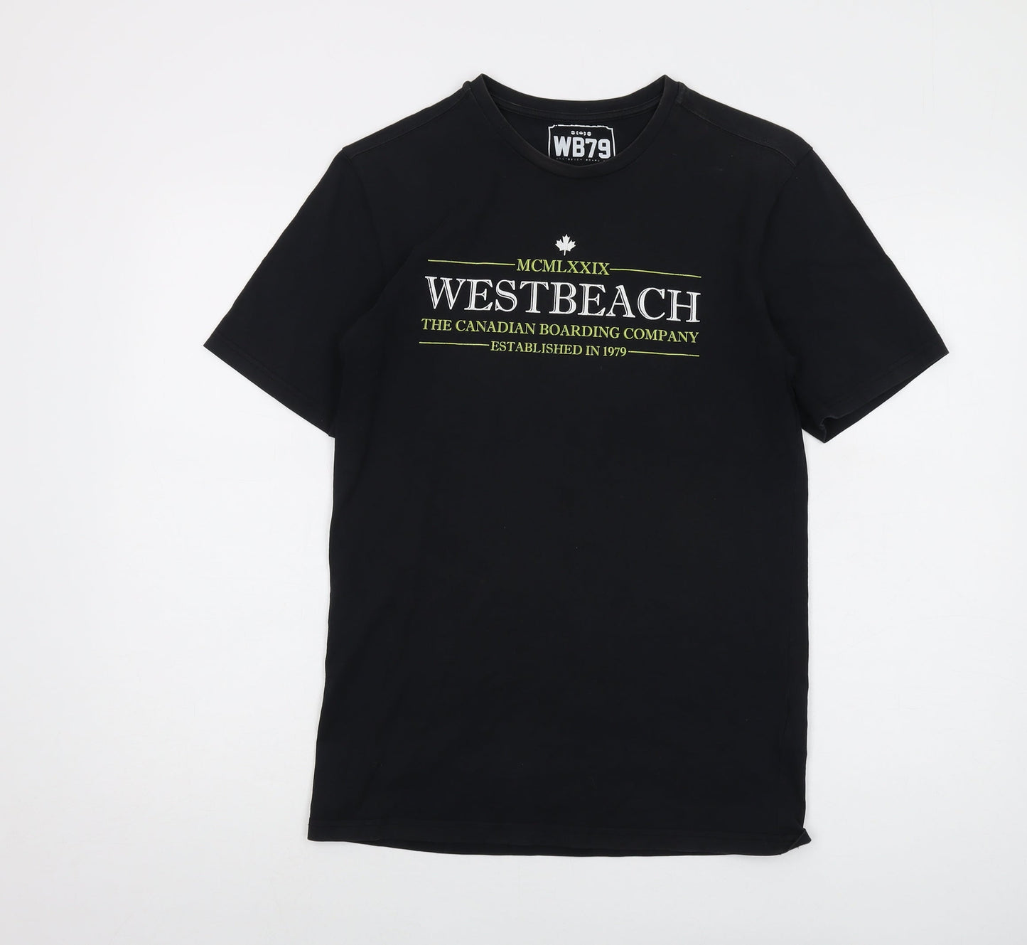 Westbeach Mens Black Cotton T-Shirt Size S Crew Neck