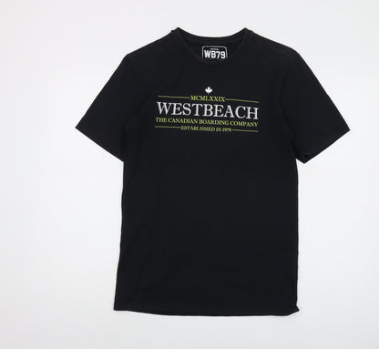 Westbeach Mens Black Cotton T-Shirt Size S Crew Neck