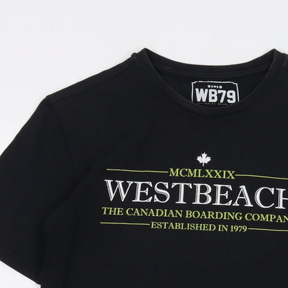 Westbeach Mens Black Cotton T-Shirt Size S Crew Neck