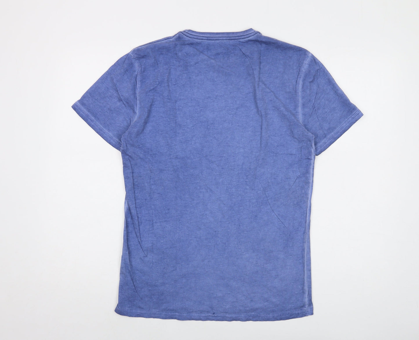 GAS Mens Blue Cotton T-Shirt Size L Crew Neck