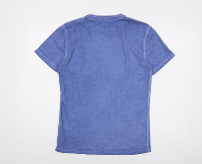 GAS Mens Blue Cotton T-Shirt Size L Crew Neck