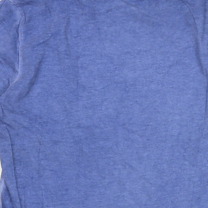 GAS Mens Blue Cotton T-Shirt Size L Crew Neck