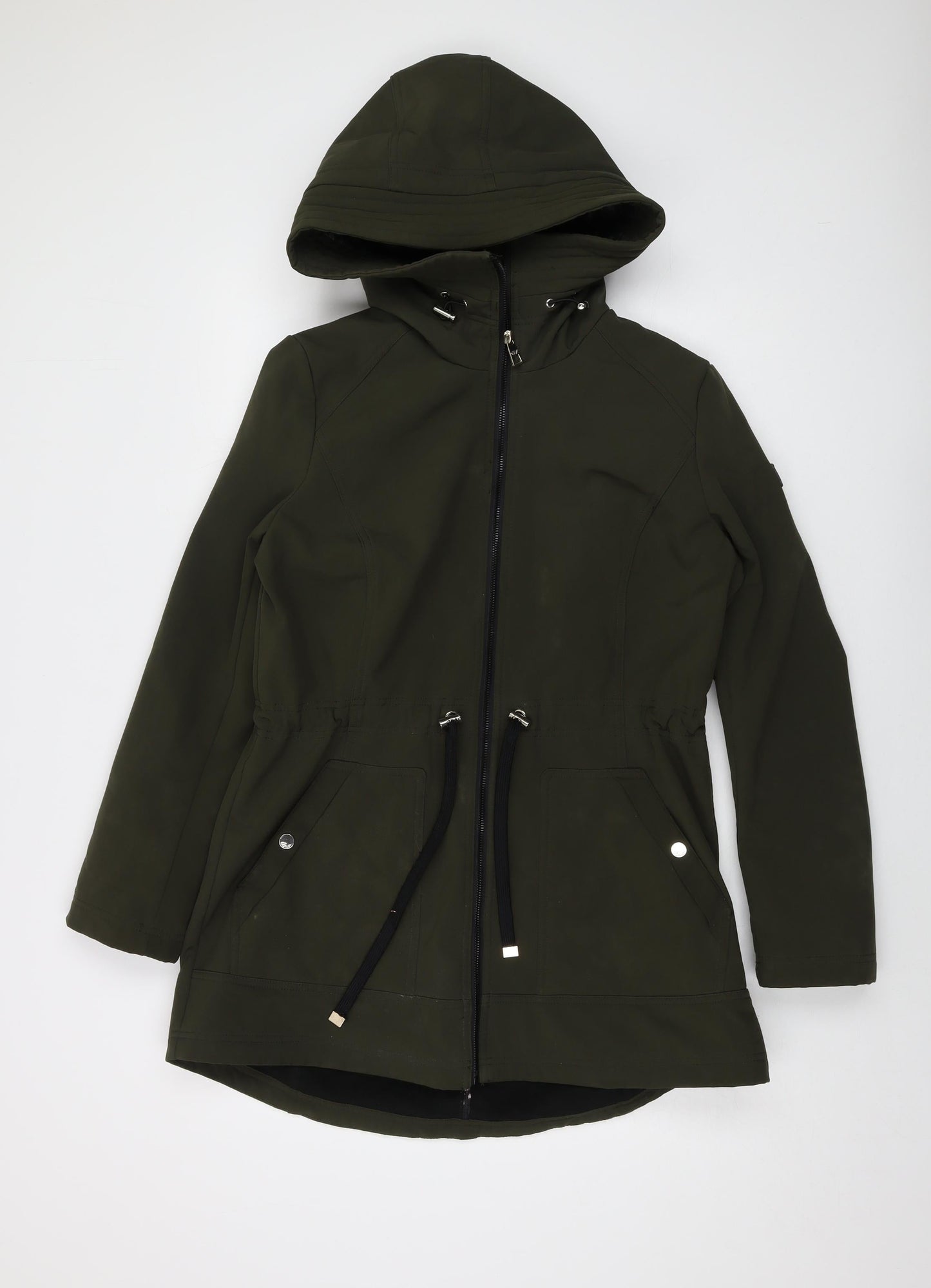Eliza J Womens Green Parka Coat Size M Zip