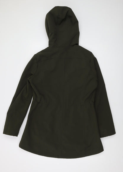 Eliza J Womens Green Parka Coat Size M Zip