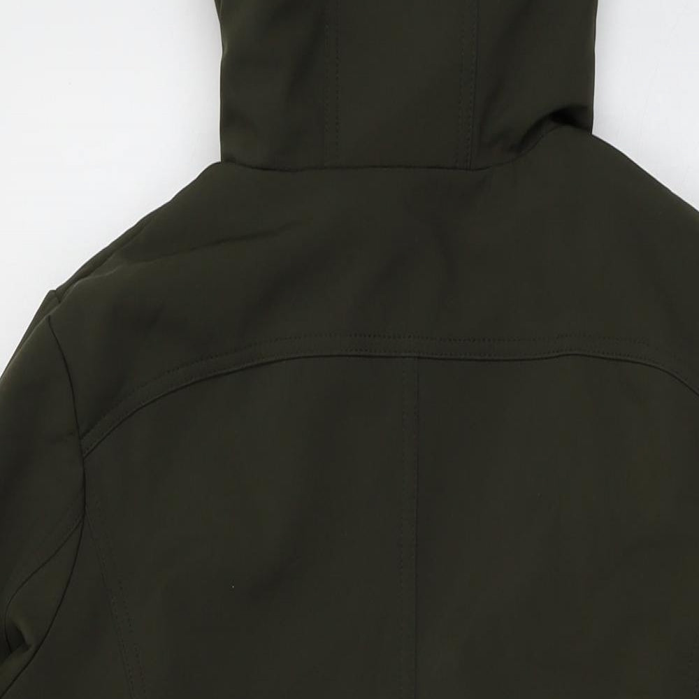 Eliza J Womens Green Parka Coat Size M Zip