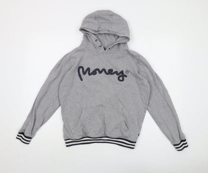 Money Boys Grey Cotton Pullover Hoodie Size 12-13 Years Pullover
