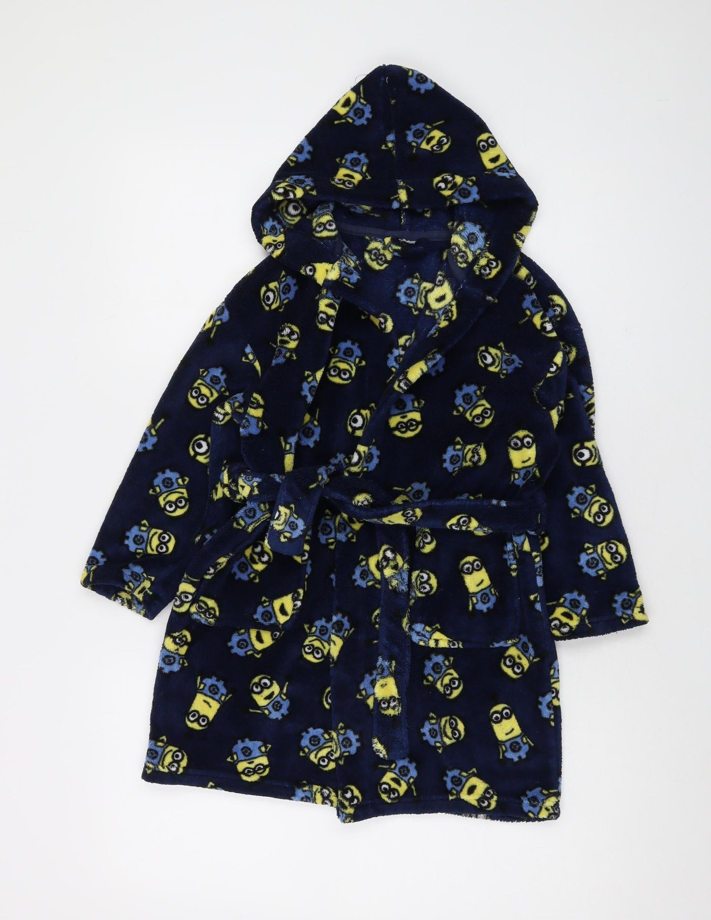 Minions Boys Blue Geometric Polyester Robe Size 4-5 Years Tie
