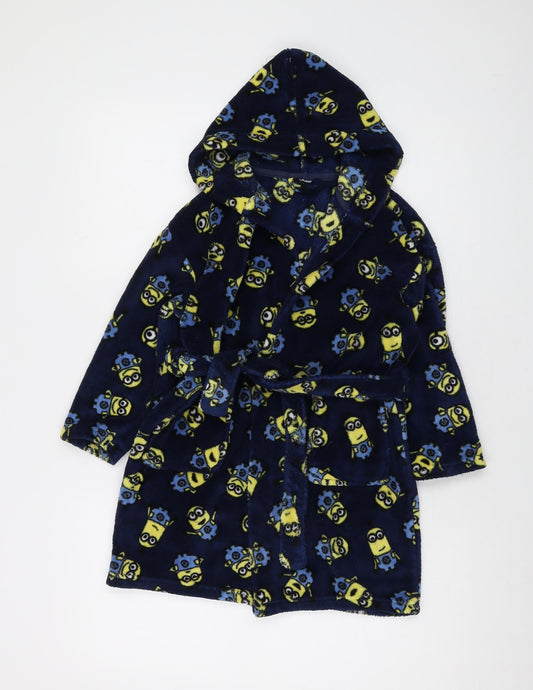 Minions Boys Blue Geometric Polyester Robe Size 4-5 Years Tie
