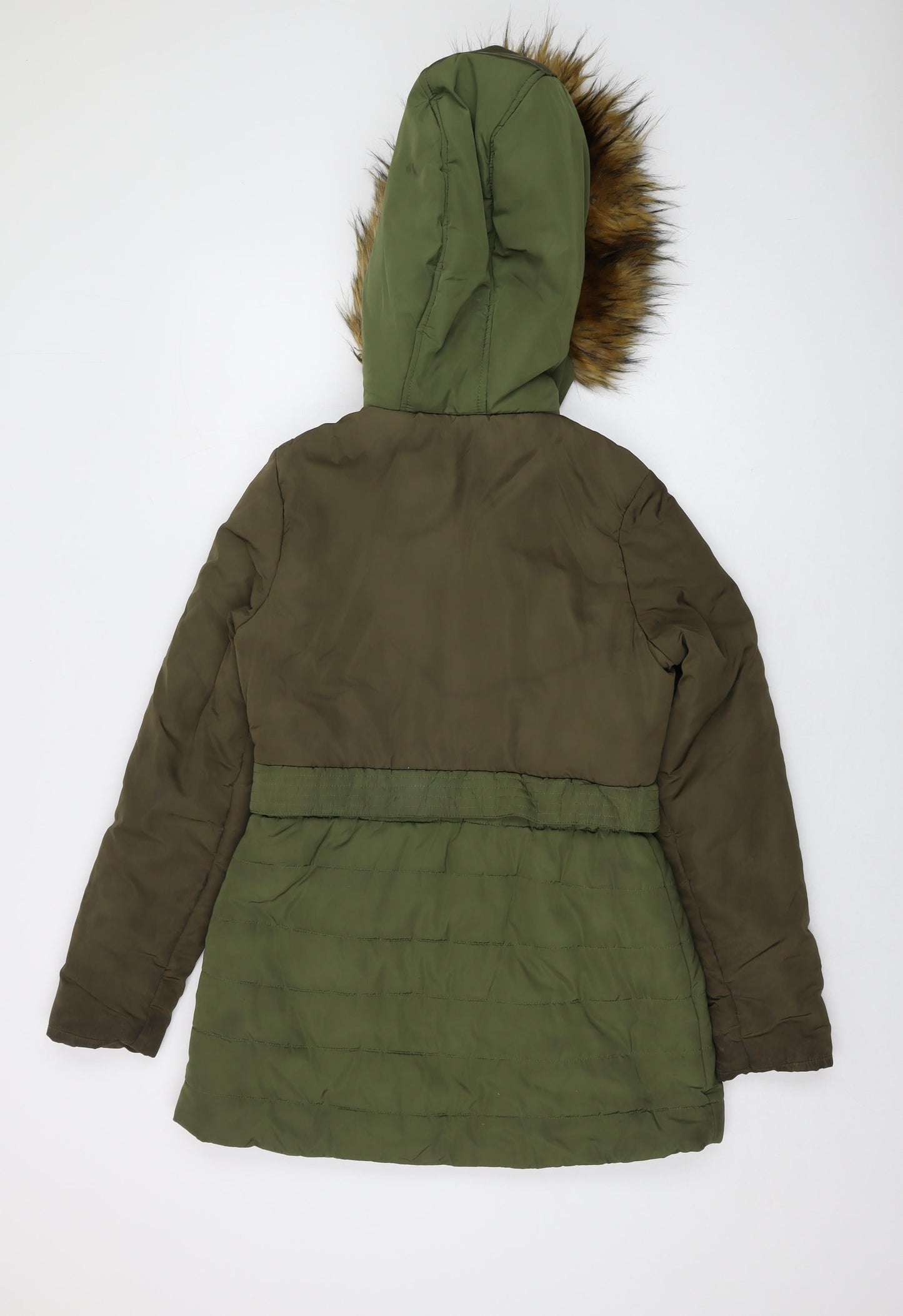 Lipsy Womens Green Parka Coat Size 10 Zip