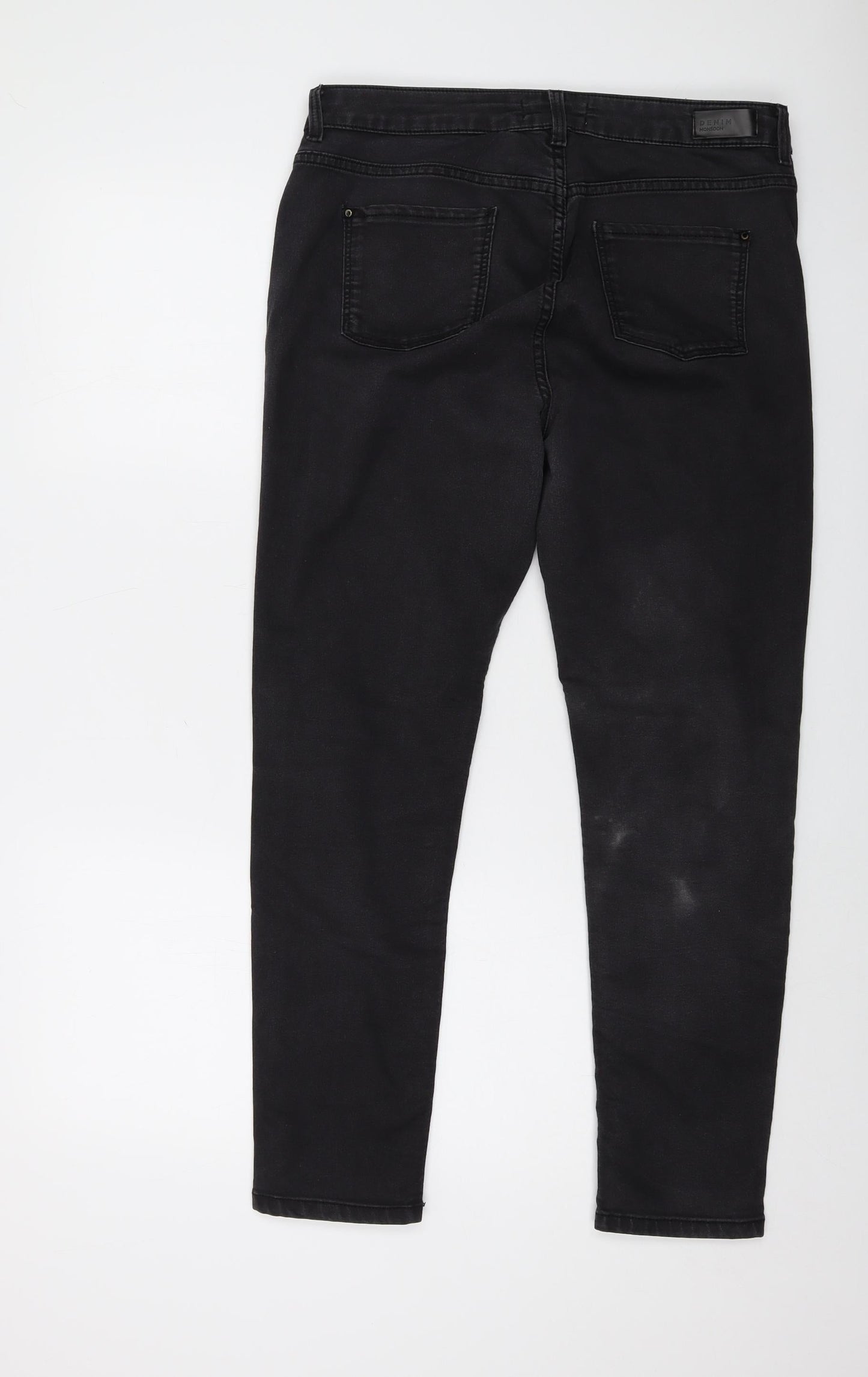 Monsoon Womens Grey Cotton Skinny Jeans Size 16 L27 in Regular Button