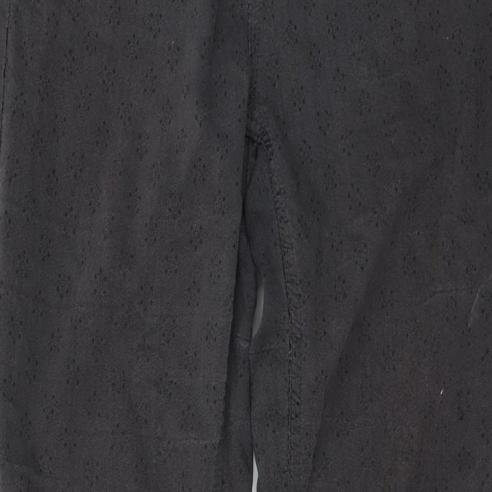 Fat Face Womens Grey Geometric Cotton Straight Jeans Size 12 L27 in Regular Button