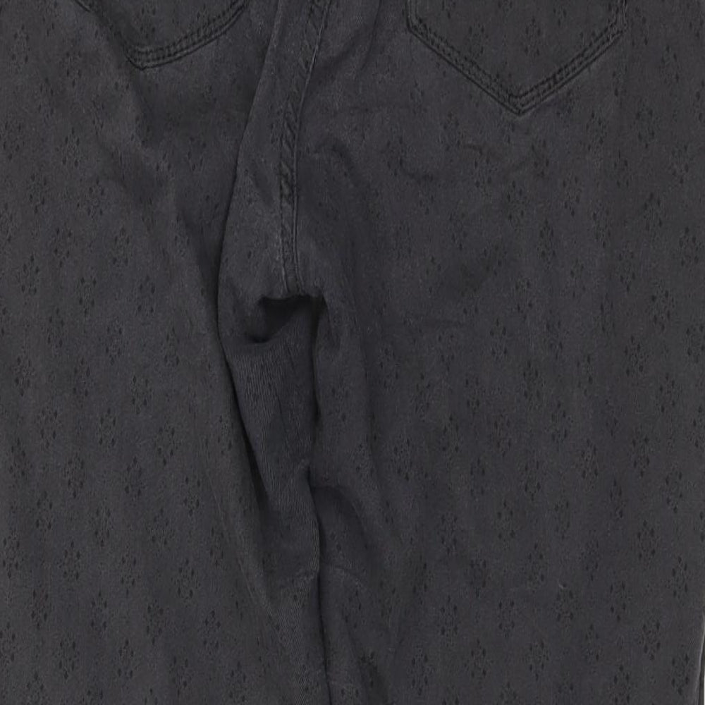 Fat Face Womens Grey Geometric Cotton Straight Jeans Size 12 L27 in Regular Button