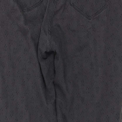 Fat Face Womens Grey Geometric Cotton Straight Jeans Size 12 L27 in Regular Button