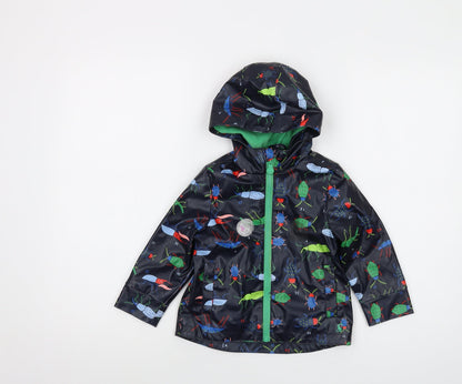 Joues Boys Blue Geometric Rain Coat Coat Size 2 Years Zip