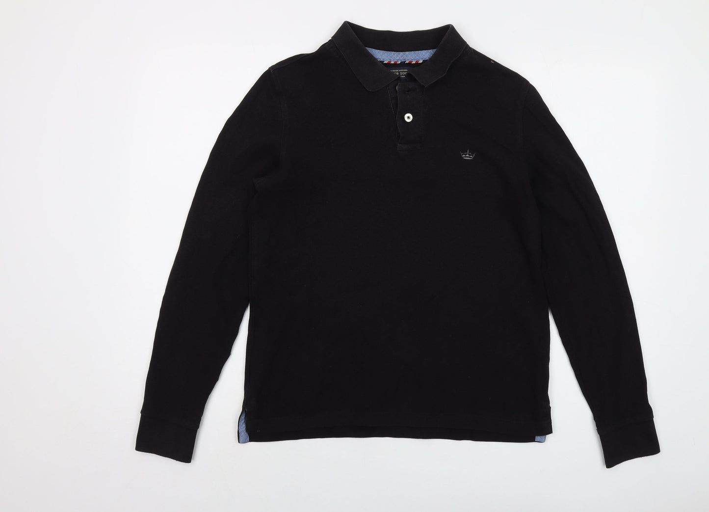 Twisted Soul Mens Black Cotton Polo Size S Collared Button