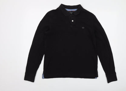 Twisted Soul Mens Black Cotton Polo Size S Collared Button