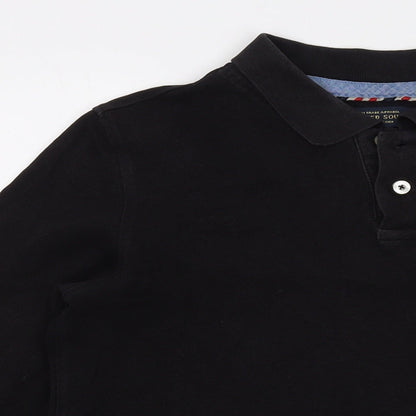 Twisted Soul Mens Black Cotton Polo Size S Collared Button